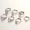 Classic Six-Garra Diamante Anéis Prata Banhado Casal Mulheres Casamento Conjuntos de Casamento Jóias Amantes para Mulheres Bijoux