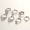 Anneaux de diamant classiques à six griffes d'argent Couple plaqué Couple Femmes mariées Ensembles de mariage Engagement Bijoux Lovers pour femmes Bridal Bijoux