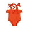 Turuncu kız bebek bikini set mayo plaj kıyafeti yüzme mayo için bebek kız çocukları kumaş çocuk yürümeye başlayan çocuk giyim8234156
