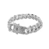 Bracelet de chaîne à maillons en acier inoxydable pour hommes couleur or argent Double fermoir aimant de sécurité plein strass mode Hip Hop bijoux hommes 7429541