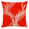 2019 NYHET HOT JUL VIT LINEN ART Hjort Santa Claus 9 Style Pillow Sofa Kudde Kram PillowCase P045 C