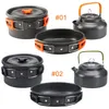 Picnic Camping Cookware Ultra-Light Portable Outdoor Water Kettle Pan Pot Travel Aluminum Cooking Kits Utensils Hiking Picnic