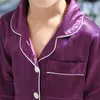 春の秋の子供サテンパジャマセットキッズガールズソリッドシルク長袖2ピーストップスパンスリープウェアパジャマY2007046567504