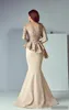 Mother Of The Bride Dresses Jewel Neck Mermaid Illusion Long Sleeves Lace Appliques Peplum Wedding Guest Gowns Plus Size Mothers G245A