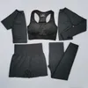 5 sztuk Kobiety Vital Seamless Yogi Zestaw Workout Sport Nosić Siłownia Odzież Krótki / Długi Rękaw Crop Top High Waist Legginsy Sport Suit