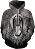 Fashion-Christmas Santa NWT Höst Vinter 3D Animal Print Fashion Sport Kvinnor Hoodies Coat With Hat Pocket Digital Print Hooded Pullovers