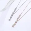 S925 Sterling Silver Shiny Seven Stars Necklace Fashion Cubic Zirconia Pendant Necklaces Women's Rose Gold Silver Necklace288k