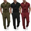 Fashion Rompers Cargo Overalls Men Stylish Short Sleeve Pockets Drawstring Zip Jumpsuit Coverall Pants Loose Pockets Playsuit