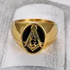 Klassische Goldfarbe Edelstahl Freimaurerringe für Männer Freimaurer Symbol AG Templer Freimaurerei Herrenring Schmuck Großhandel