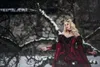 Burgundy Gothic Sleeping Beauty Princess Medieval Evening Dresses Long Sleeve Lace Appliques Prom Gown Victorian Masquerade Cosplay