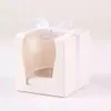 Hela presentförpackning Pappershantverk 9 9 cm Single Cupcake Boxes med Insert and Ribbon Bow Wedding Supplies 12pcs2615