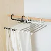 Portable Clothes Hanger Multifunctional Pants Rack Stainless Steel Trousers Holder Clothes Organizer Storage Rod White249E