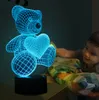 Cartoon Love Heart Bear Shape Table lamp USB LED 7 Colors Changing Battery Desk Lamp 3D Lamp Novelty Night Light Kid Children's day gift Toy