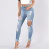 Schwarze, zerrissene Jeans für Damen, Denim-Bleistifthose, Hose mit hoher Taille, Stretch-Röhrenjeans, zerrissene Jeggings, Übergröße 2020