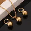 Fashion Glossy Gold Beads Earrings Pendant Necklaces For Women Yonth Girls Round Balls Beaded Necklace Jewelry Sets