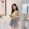 DISIMAN sweater women pink winter clothes women pullover korean style oversized sweater V-Neck tops