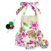 Bebek Kız Giyim kızlar için Kıyafet playsuit C696 yürümeye başlayan Backless Çiçek Ruffles tulum elbise Kolsuz Romper Kafa Jumpsuit ayarlar