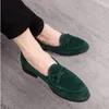 New Fashion Gold Top and Metal Toe Men Velvet Dress shoes italian mens dress shoes Handmade Loafers BMM988