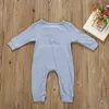 3 kleuren Pasgeboren Baby Jongen Meisjes pocket Rompertjes Baby effen Kleur Lange Mouw Katoen Jumpsuits Kinderkleding M8948522807