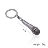 12st / lot silvermikrofon Nyckelringar Bilnyckel Ring Charm Metall Musikinstrument Keyfobs Alloy Key Holder Musikgåva
