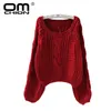 Omchion Pull Femme 2019 Automne Hiver Twist Doux Femmes Chandails Et Pulls Lanterne Manches Pull Court Pull Lâche Sw96 S19802