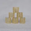 Wholesale- Wholesale 100Pcs/Set Plastic Rhinestone Wrap Golden Color Napkin Ring Napkin Chair Buckle Hotel Wedding Supplies Home Decoration