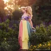 Colorful Chiffon Maternity Dresses For Photo Shoot Short Sleeves Tiered Tulle Floor Length Pregnant Gown Off Shoulder Prom Dress Evening