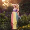 Kleurrijke chiffon moederschap jurken voor foto shoot korte mouwen tiered tule vloer lengte zwangere toga off shoulder prom jurk avond