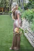 Rose Gold Sequins Bridesmaid Dresses Short Sleeves Spaghetti Straps One Shoulder Long Ruched Pleats Strapless Maid Of Honor Gown 403