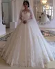 2019 robes de mariée robe de bal à manches longues appliques de dentelle avec voile robes de mariée Vingate robes de mariée faites à la main