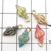 Masse 200 Stück/Lot, 9 x 20 mm, Emaille-Conch-Charms-Anhänger, Schmuckzubehör, DIY-Handwerksarmband-Charm, Goldton