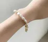 Partihandel - Designer naturlig sötvattenspärla armband oregelbundna pärlor guld mode armband smycken korea stil varm försäljning