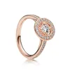 Elegant and elegant ring for Pandora 925 sterling silver plated rose gold set CZ diamond intoxicating vintage charm ladies ring with box