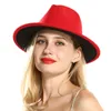 Wełniany Szeroki Brim Czapka Gentleman Europa Formalna Kapelusz Mężczyźni Kobiety Czarny Czerwony Patchwork Drappy Jazz Panama Fedora Czapki Chevalier Hat