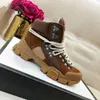 2022-WOMEN MEN SNAIKER BOOTS WIMENT WIMENT BROWN LEATHER SNAIKERS Luxury Rubber Logo Designer Sneaker Technical Canvas Women Hiking Shoes