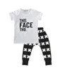 Pojkar Casual Clothing Set Baby Letters Cross Pattern Fashion Suits Spädbarn Outfits Kids Tops Byxor 15T K52493732748