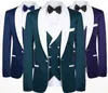 2020 Blue Men Wedding Suits Merk Fashion Design Real GroomsMen White Sjaal Revers Bruidegom Tuxedos Mens Tuxedo Bruiloft / Prom Pakken 3 Stuks