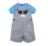 Çocuklar Tasarımcı Giysi Bebek Yaz Rahat Giyim Setleri Erkek Çizgili Kısa Kollu Sortkatör Takım Elbise Kızlar Çiçek T-Shirt Tulum C6056