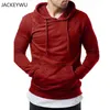 Sudaderas con capucha de marca para hombre 2019 otoño moda agujero Sudadera con capucha Color puro manga larga hombre pulóver cremallera lateral ropa informal estilo Hip Hop