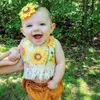 ノースリーブの夏のかわいいヒマワリの女の子の服タッセル背中のトップドットのショートアウトフィット2個の新生児の赤ちゃん女の子服セット