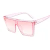 Gafas de sol cuadradas de gran tamaño para mujer, anteojos de sol femeninos a la moda, con parte superior plana, color rosa grande, negro, transparente, de una pieza, con espejo de sombra