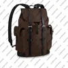 M43735 N41379 CHRISTOPHER PM Men BACKPACK Canvas Cowhide leather trim Textile lining strap travel luggage tote satchel shoulder bag purse