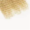 Blond Brazylijski Głębokie Kręcone Włosy Rozszerzenia 7a 100% Ludzkich Włosów Wyplata Mocno Perwersyjne Kręcone Włosy Głęboka Fala 3 sztuk Jerry Curl #613