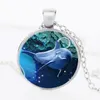 Europeisk och amerikansk utrikeshandel smycken kreativ tid pärla halsband 3d dolphin glas hängsmycke dan336 mix order hängande halsband