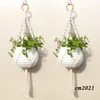 Macrame Plant Hanger Fatto a mano Corda di cotone Fioriera Portavasi Cesto appeso Arazzi per interni ed esterni Boho Home Decor2779159