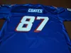 RARE Custom BLUE WHITE #87 Ben Coates Game Worn RETRO Jersey 1990 With Team College Jersey Size S-4XL or custom any name or number jersey