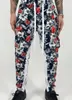 Herrbyxor Män Hawaiian Sweatpants Casual Elastic Printed Sweat Hip Hop Byxor Ripped Slim High Street