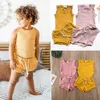 Completi di abbigliamento per bambini Neonate Top senza maniche con volant Pantaloncini Tute Gilet solido estivo Pantaloni corti Set di abbigliamento per neonati Boutique AYP694