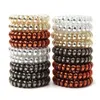 Fashion Pony Tails Holder Elastic Hair Ring Clear TPU Lining Gilding Mirror Telephone Coil Head Rope Mixed Colors Whole 100pcs4084388