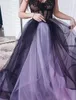 Abiti da sposa gotici viola e neri Appliques senza spalline Pizzo Tulle Una linea Abiti da sposa multicolori vintage Personalizza Plus Siz2460